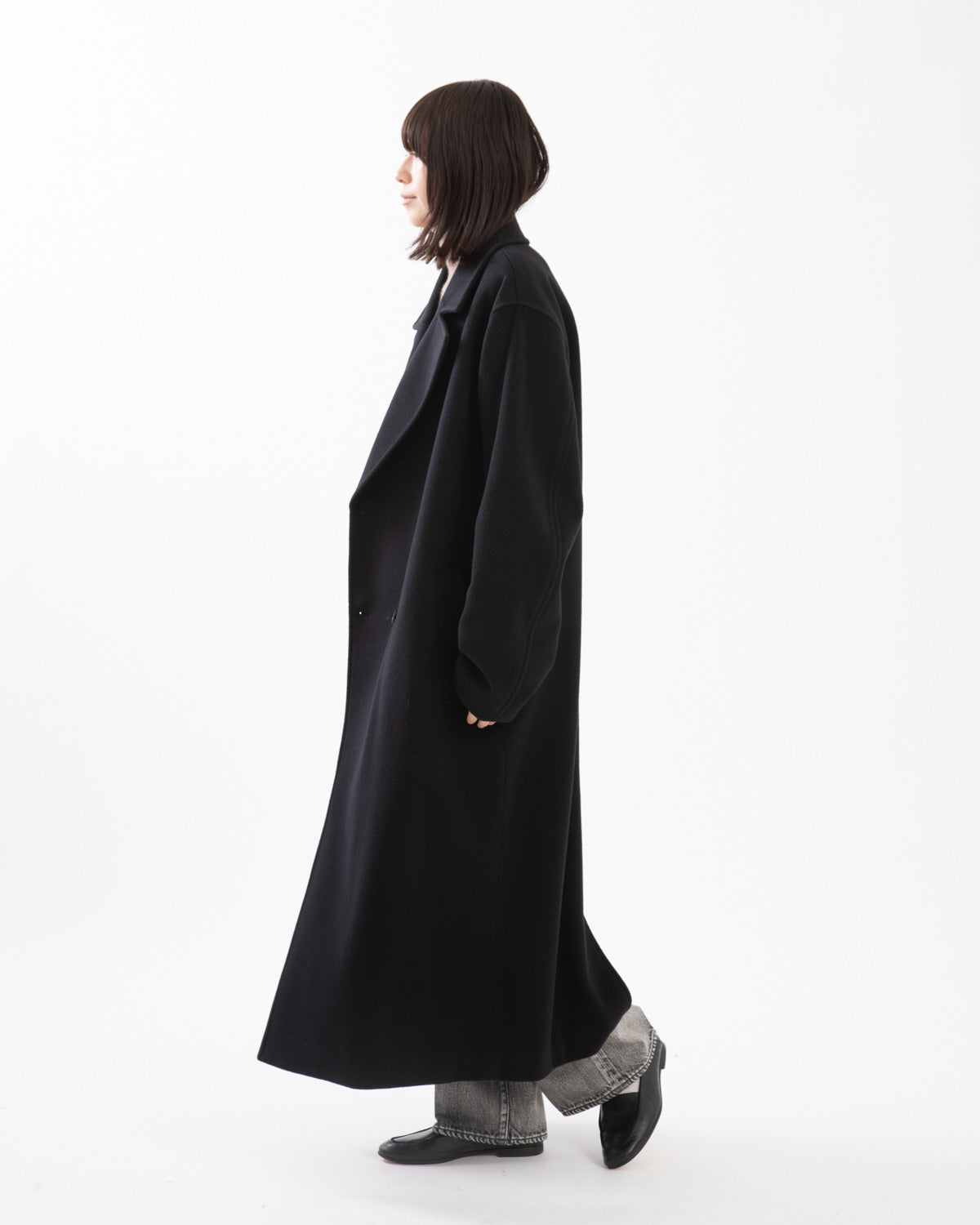 SUPER FINE WOOL MOSSER DOUBLE-BREASTED COAT