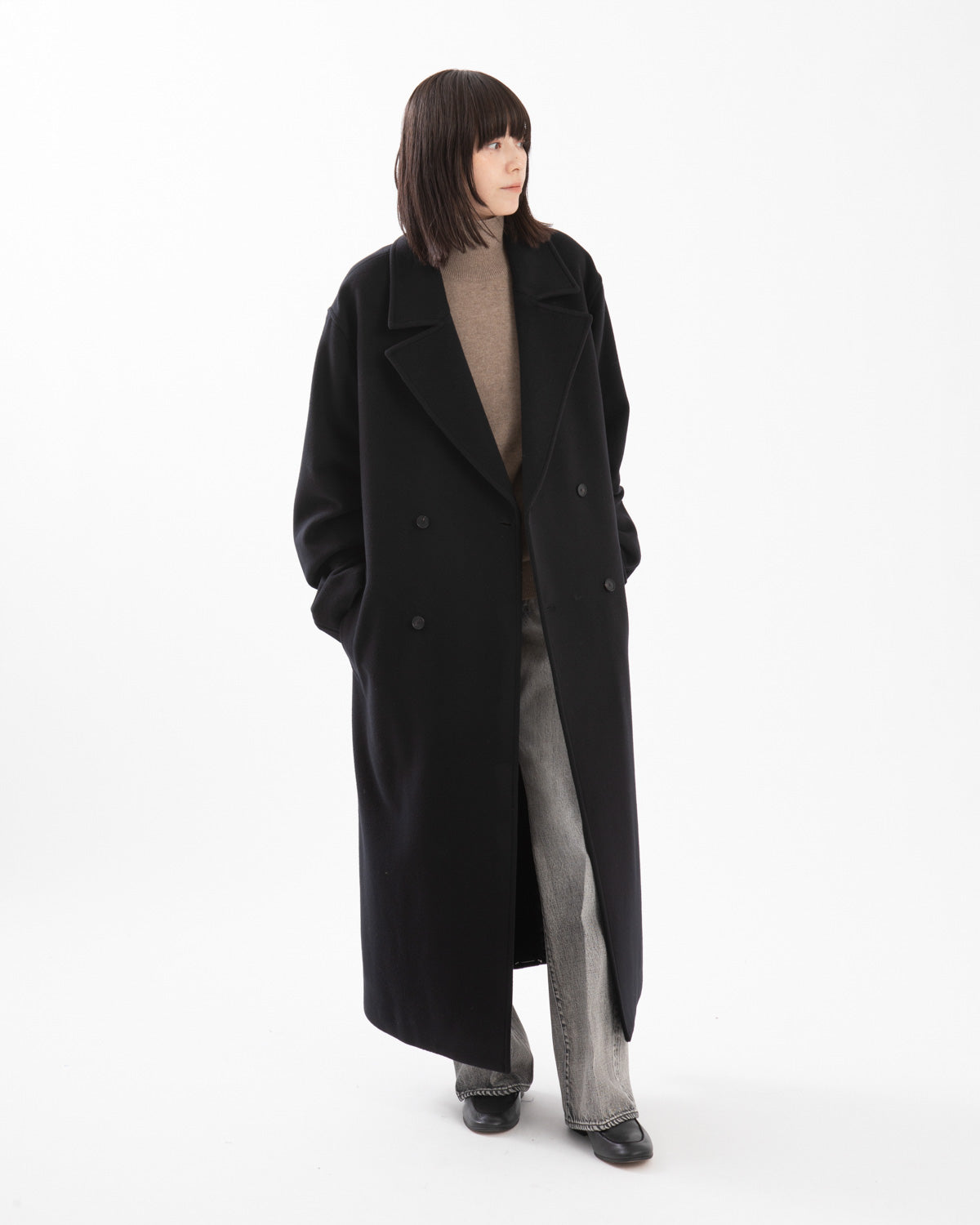 SUPER FINE WOOL MOSSER DOUBLE-BREASTED COAT