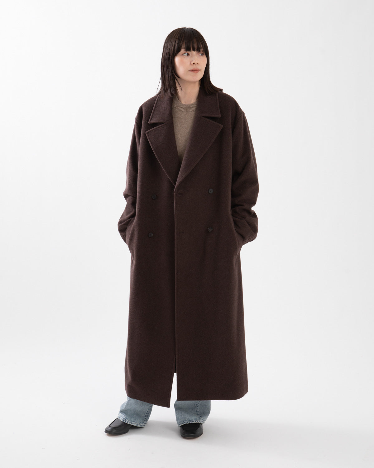 SUPER FINE WOOL MOSSER DOUBLE-BREASTED COAT