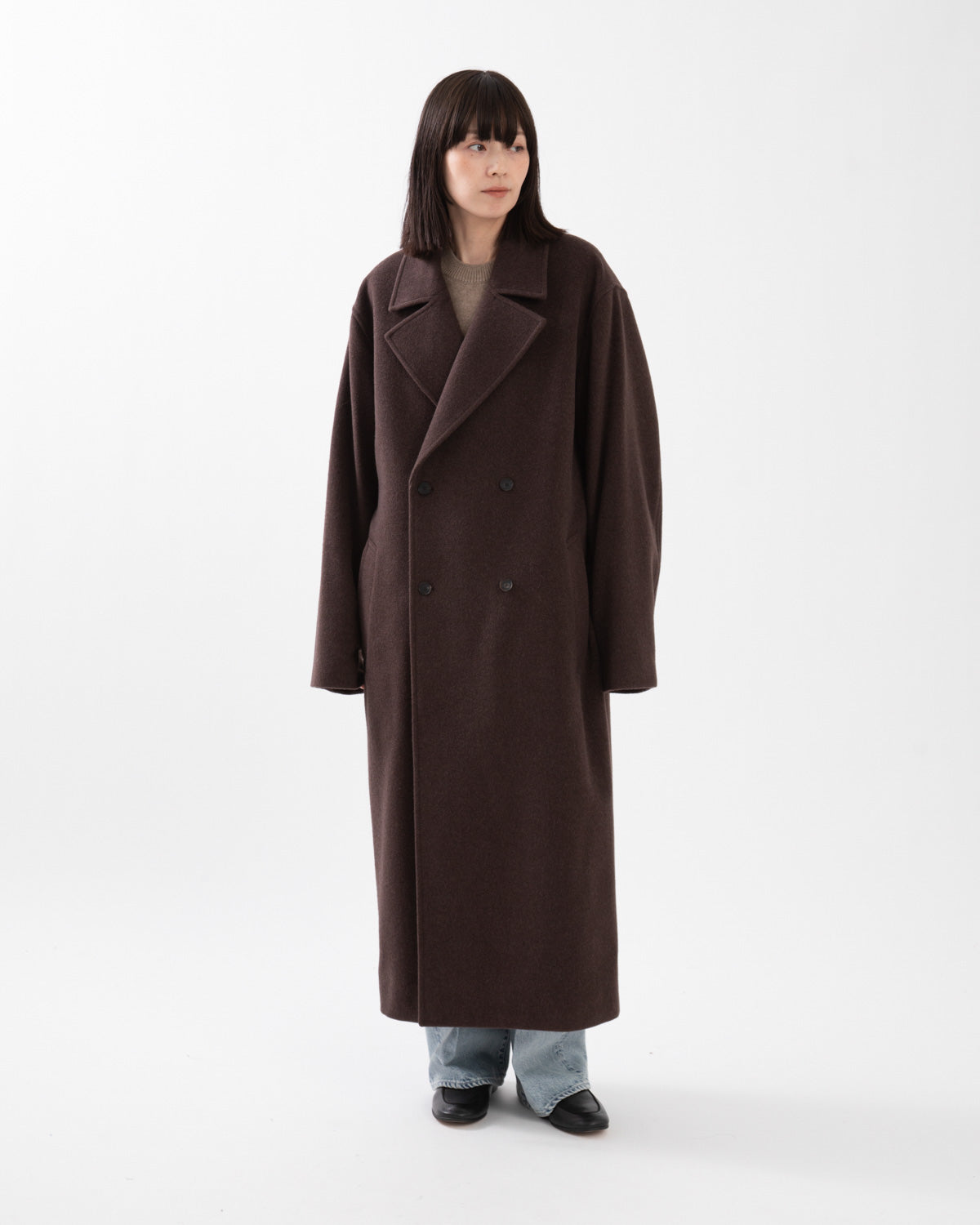 SUPER FINE WOOL MOSSER DOUBLE-BREASTED COAT