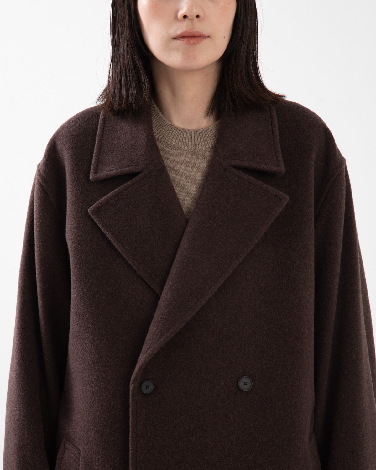 SUPER FINE WOOL MOSSER DOUBLE-BREASTED COAT