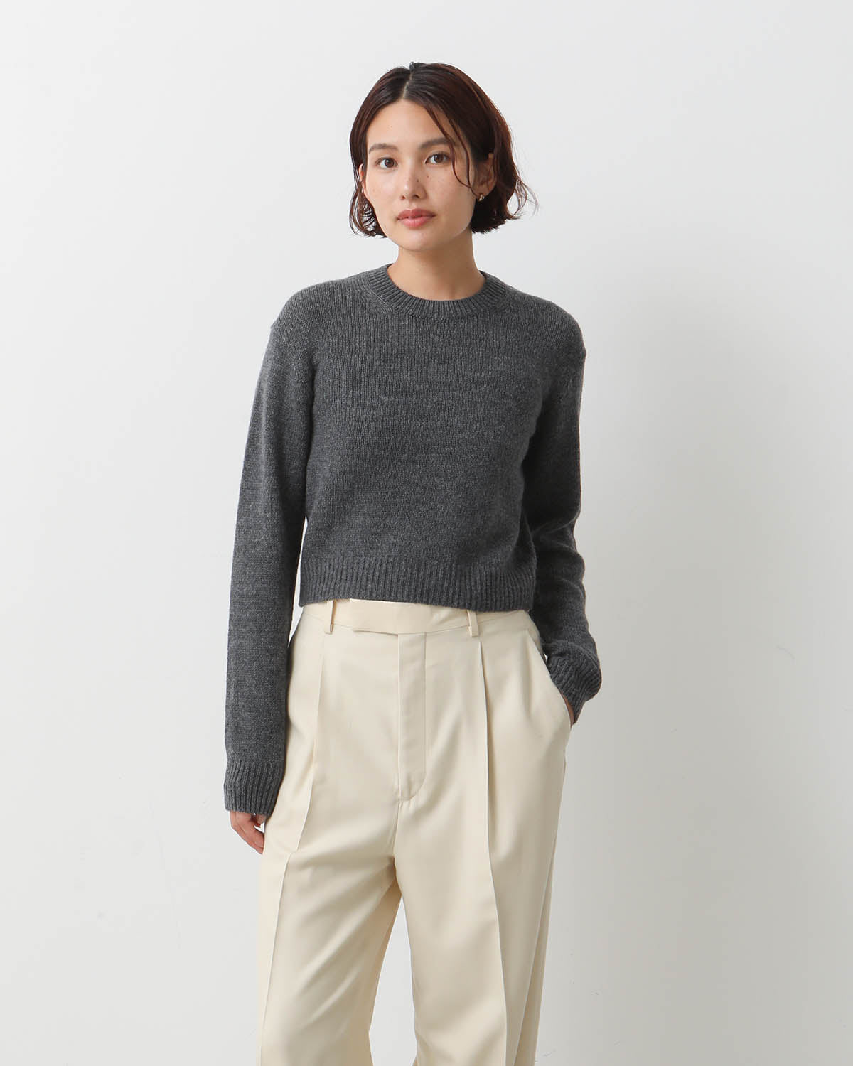 WOOL CASHMERE SILK KNIT SHORT P/O