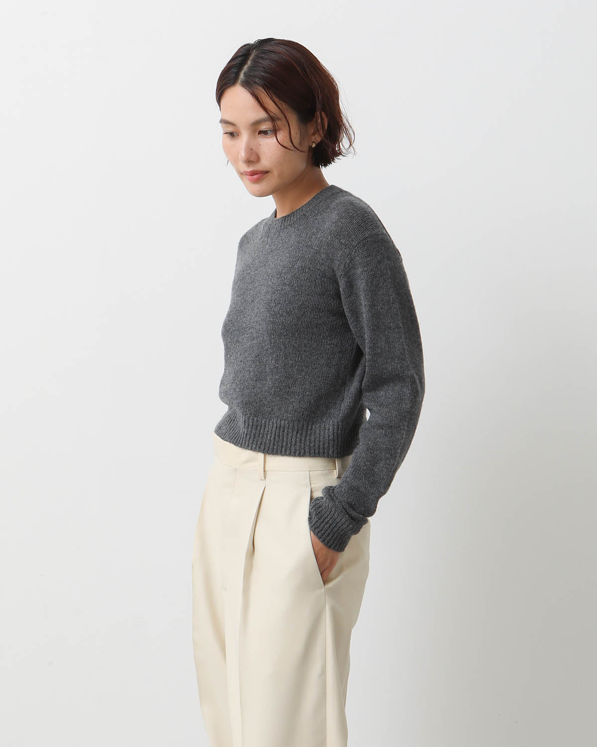 WOOL CASHMERE SILK KNIT SHORT P/O