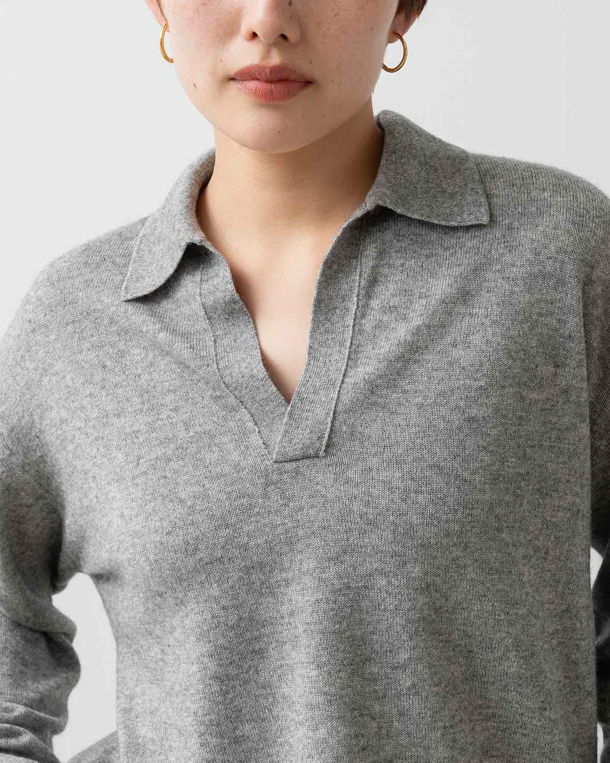 SUPER FINE CASHMERE SILK KNIT SKIPPER POLO