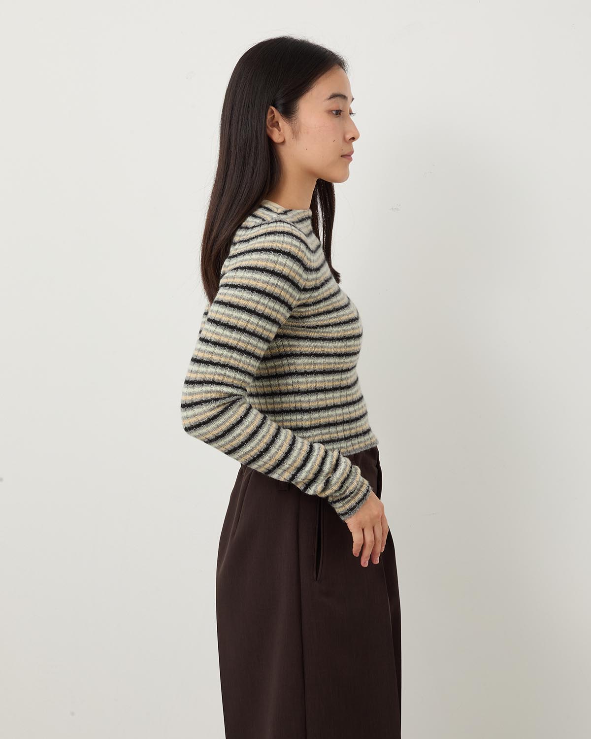 SHETLAND WOOL CASHMERE RIB KNIT BOAT-NECK P/O