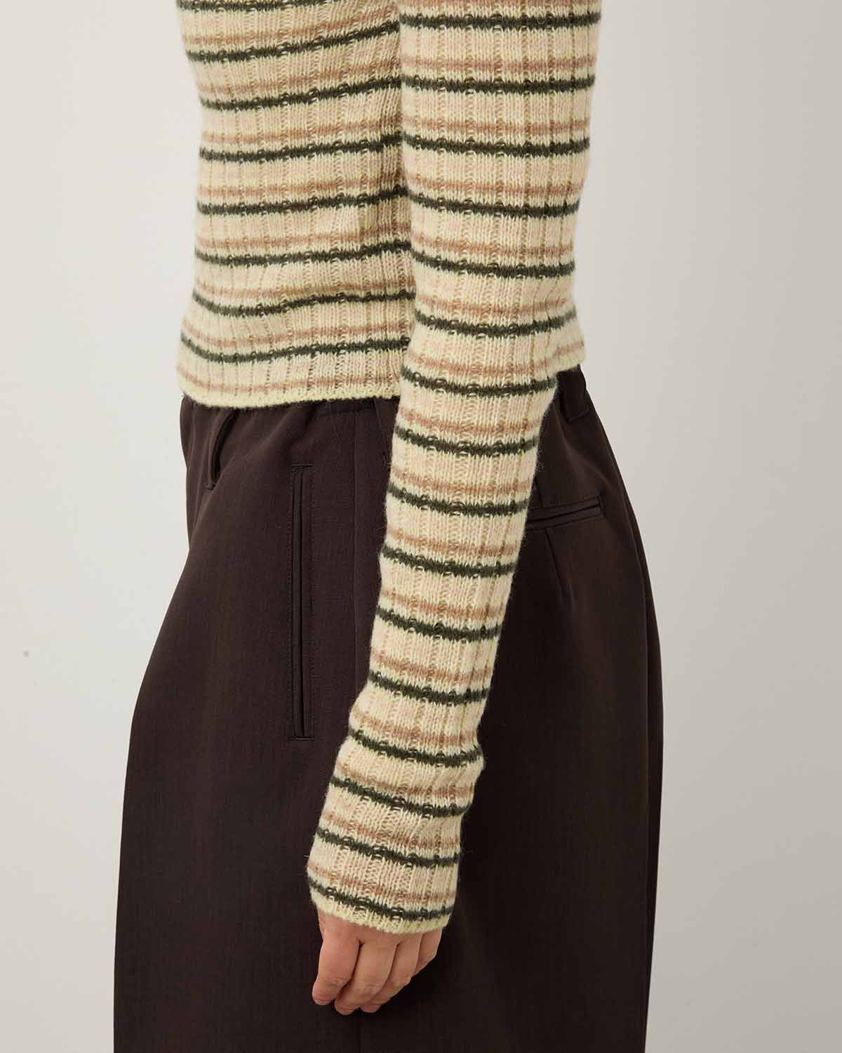 SHETLAND WOOL CASHMERE RIB KNIT BOAT-NECK P/O