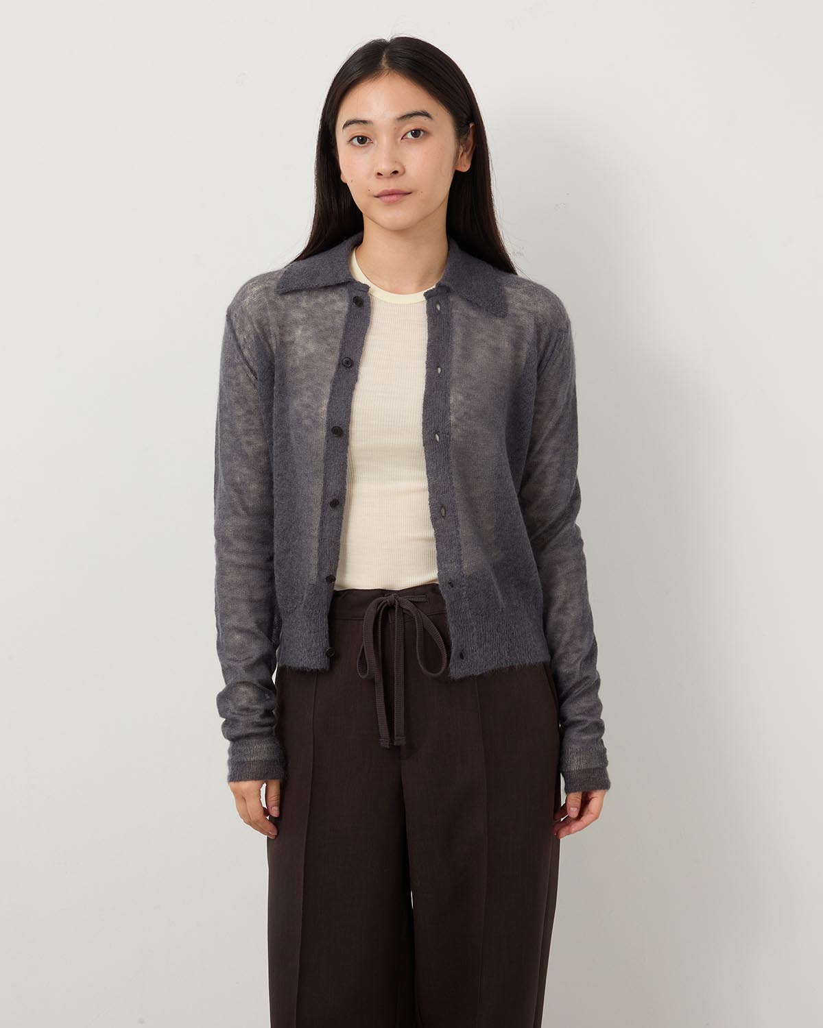 KID MOHAIR SHEER KNIT SHIRT CARDIGAN – COVERCHORD