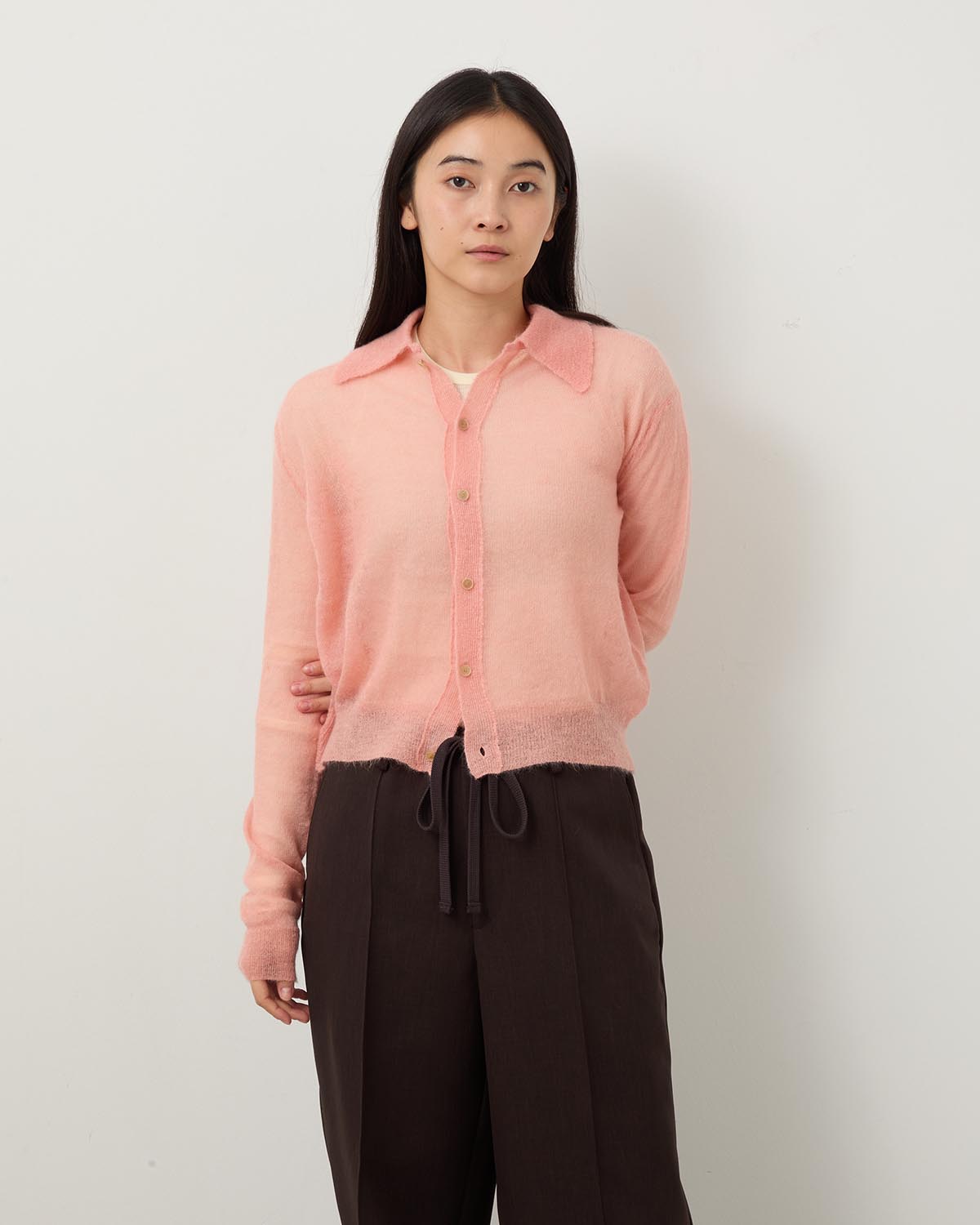 トップス Kid Mohair Sheer Knit Cardigan Auralee Kid Mohair Sheer Knit Cardigan Camel – Neighbour