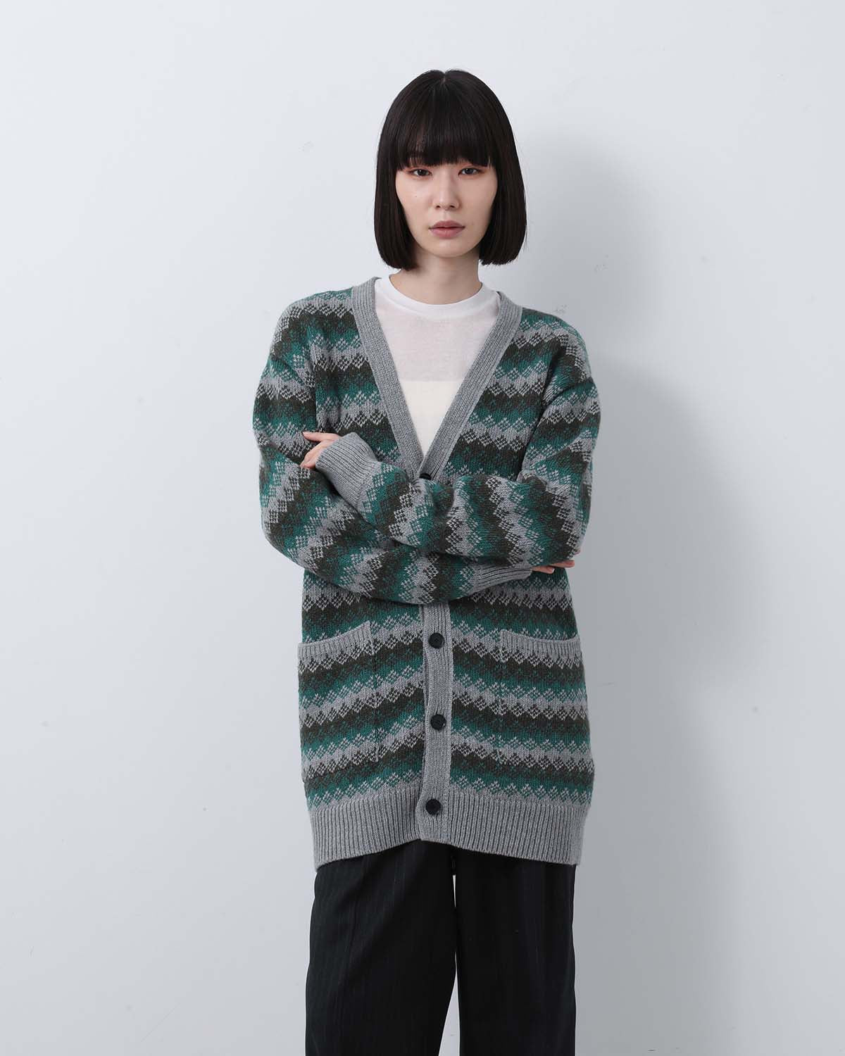 CASHMERE JACQUARD KNIT LONG CARDIGAN (WOMEN'S)
