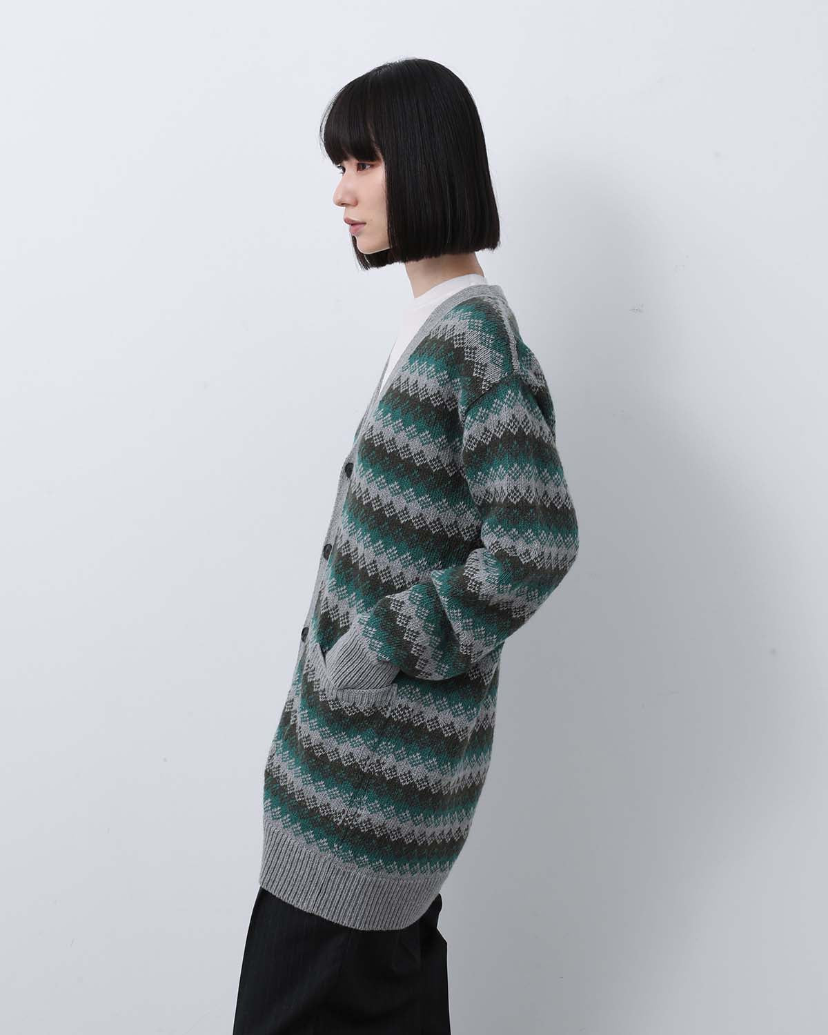 CASHMERE JACQUARD KNIT LONG CARDIGAN (WOMEN'S)