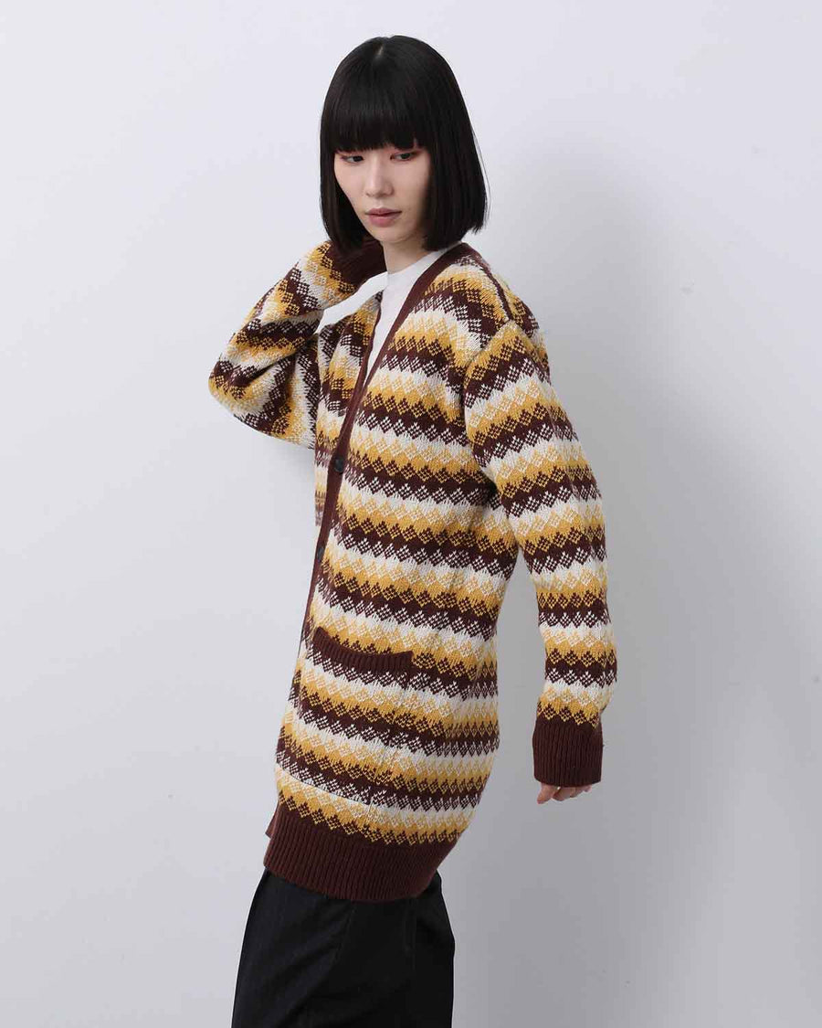 トップス AURALEE CASHMERE COROD KNIT CARDIGAN Auralee Cotton Cashmere Cord Knit Cardigan | Lime/Navy | Canoe Club