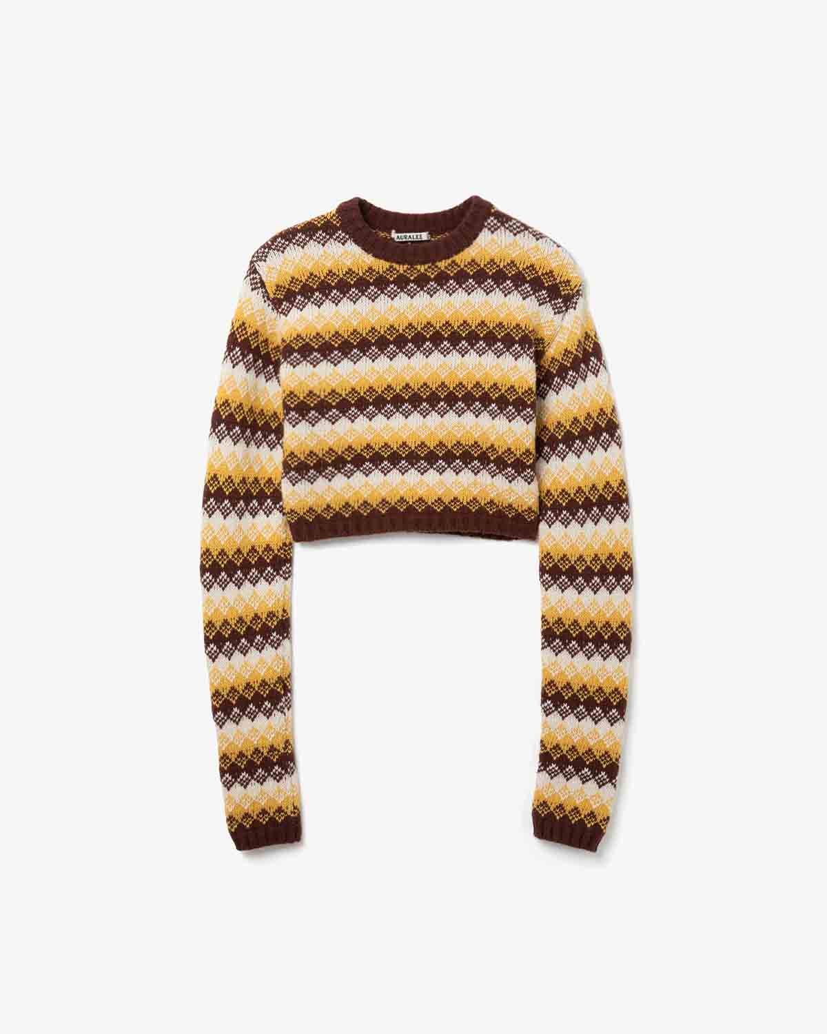 CASHMERE JACQUARD KNIT CROPPED P/O