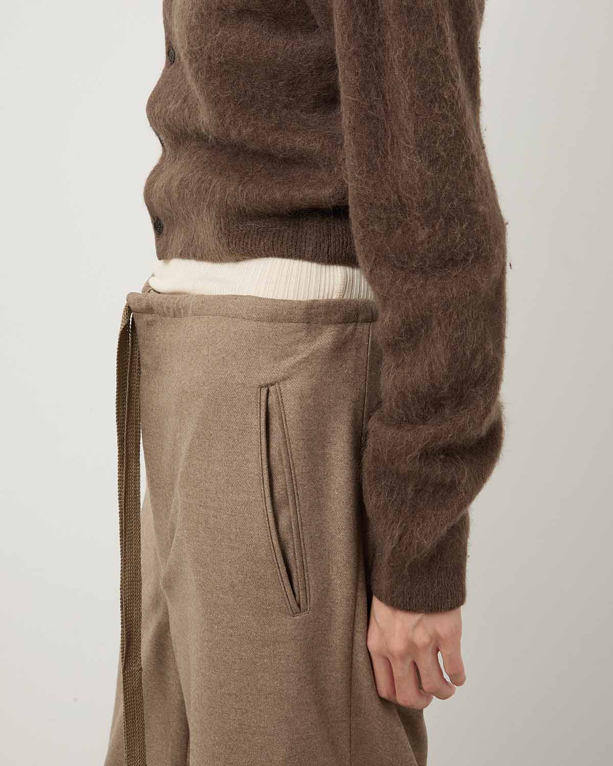 GARMENT-DYED BABY ALPACA FUR KNIT CREW-NECK CARDIGAN