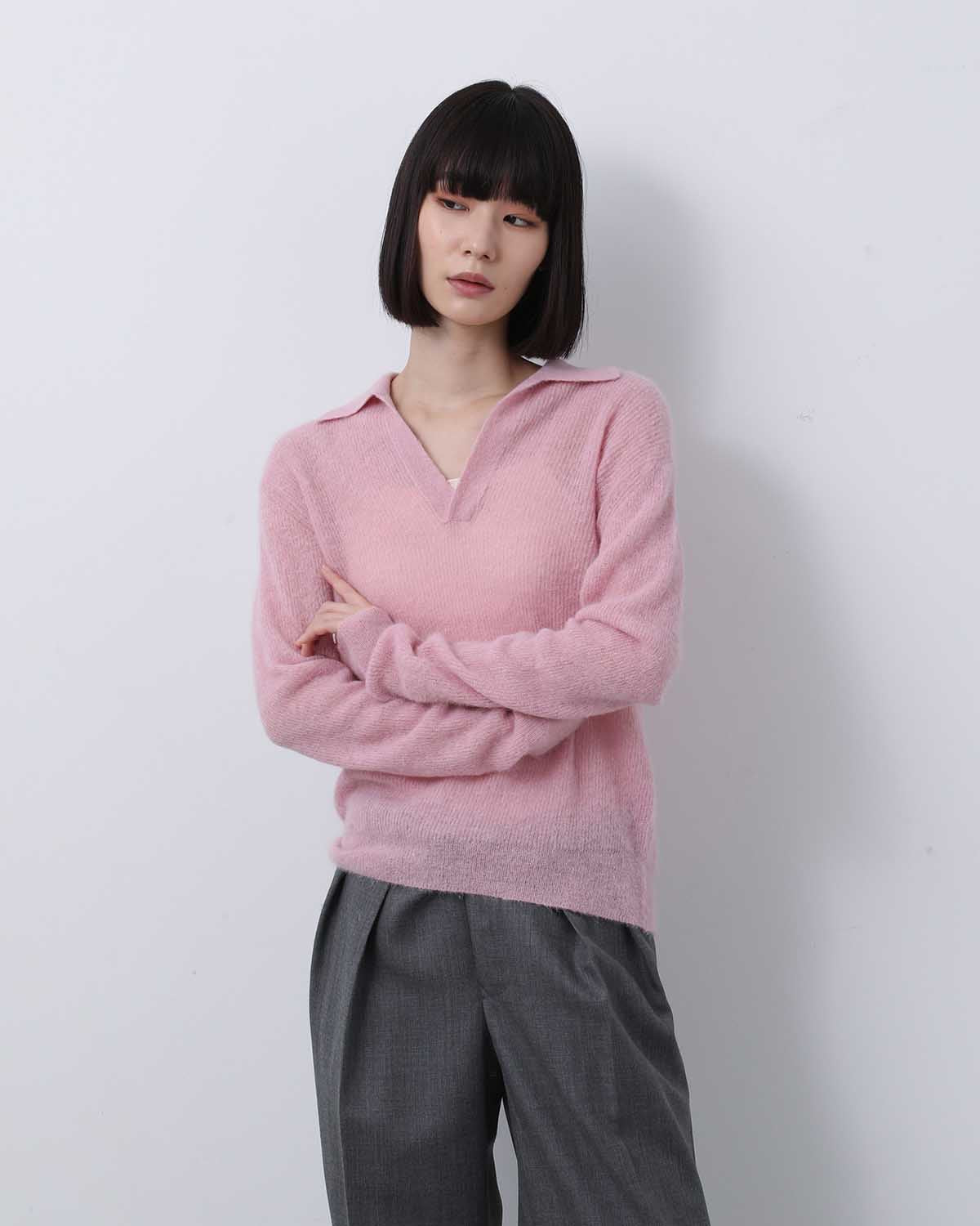 BABY SURI ALPACA SHEER KNIT SKIPPER POLO