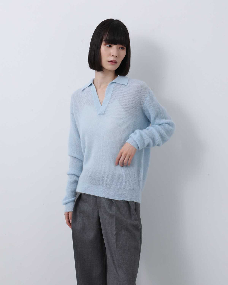 トップス BABY SURI ALPACA SHEER KNIT SKIPPER POLO BABY SURI ALPACA SHEER KNIT SKIPPER POLO – COVERCHORD