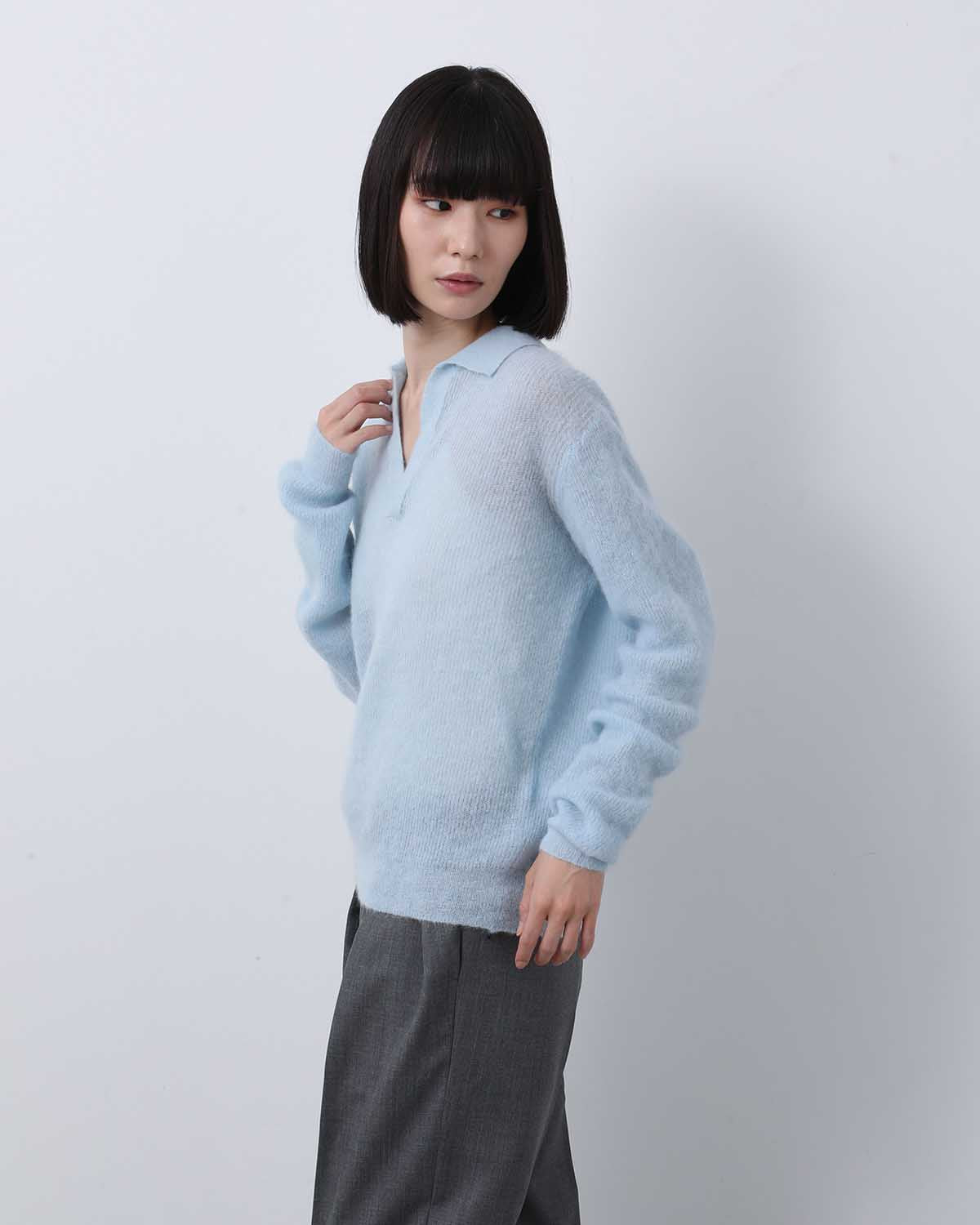 BABY SURI ALPACA SHEER KNIT SKIPPER POLO