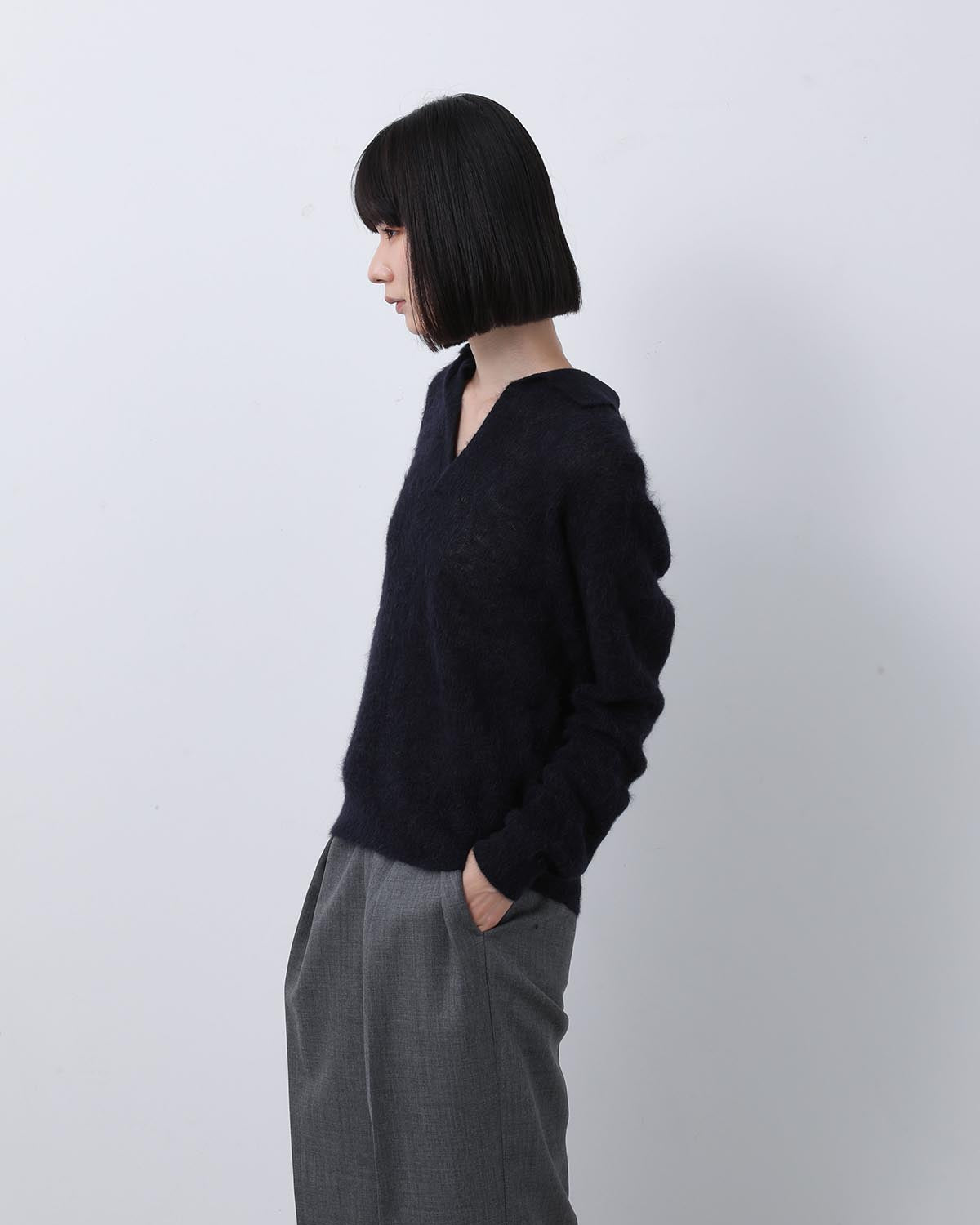 BABY SURI ALPACA SHEER KNIT SKIPPER POLO