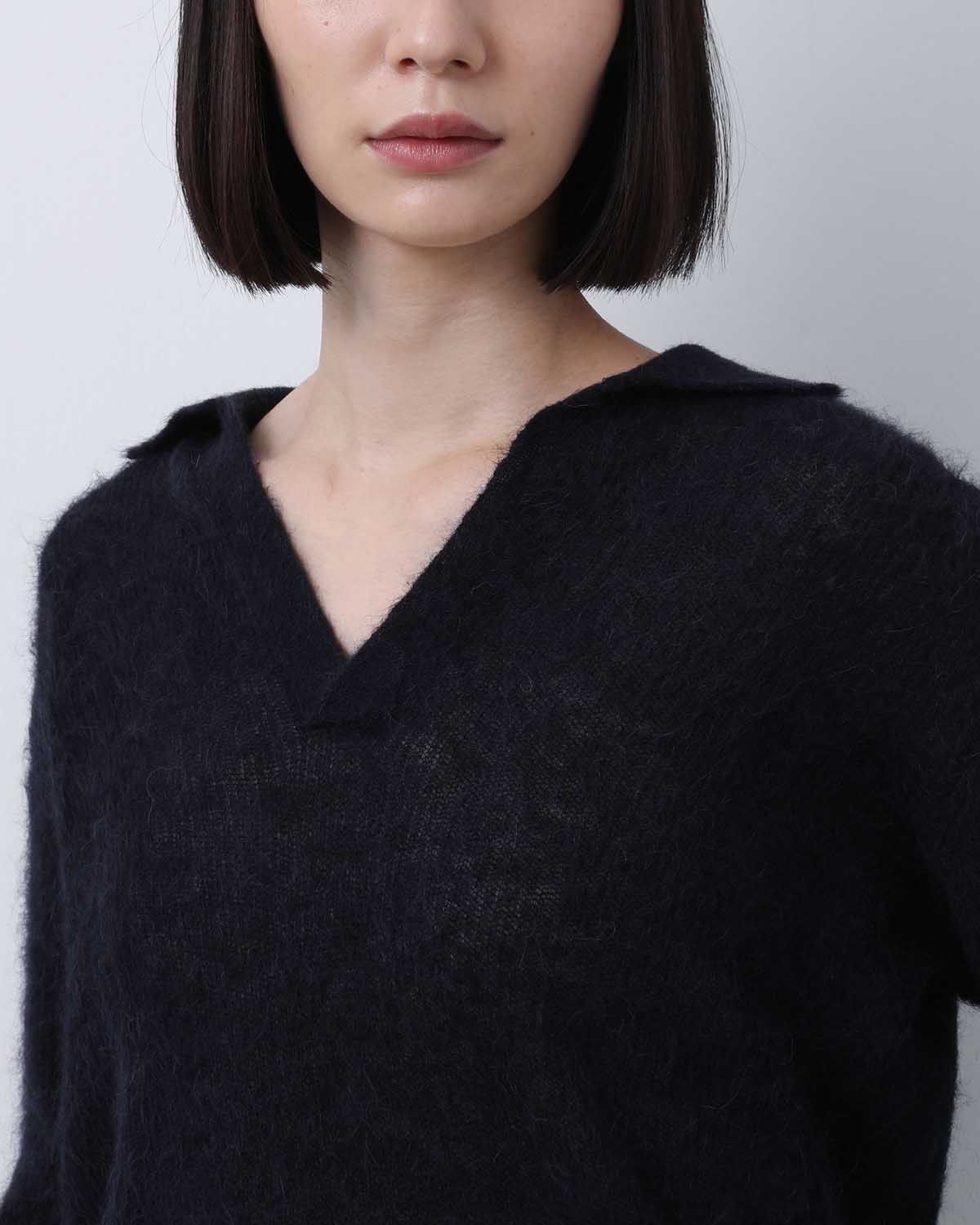 BABY SURI ALPACA SHEER KNIT SKIPPER POLO