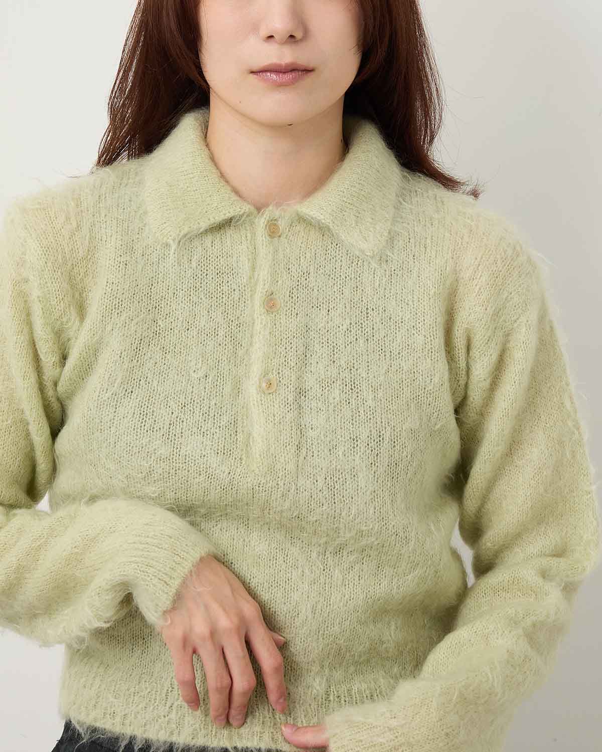 BRUSHED SUPER KID MOHAIR KNIT POLO (WOMEN'S)