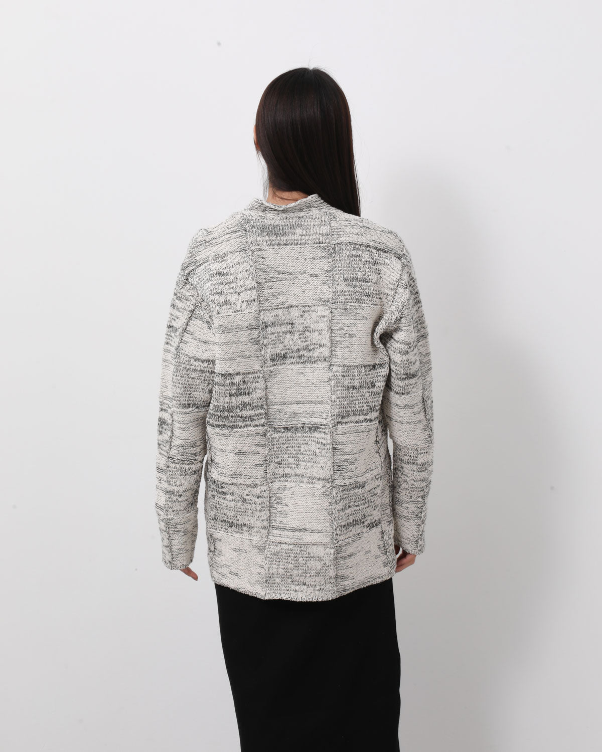 STRUCTURED COTTON LINEN PANEL KNIT CARDIGAN (WOMEN'S)