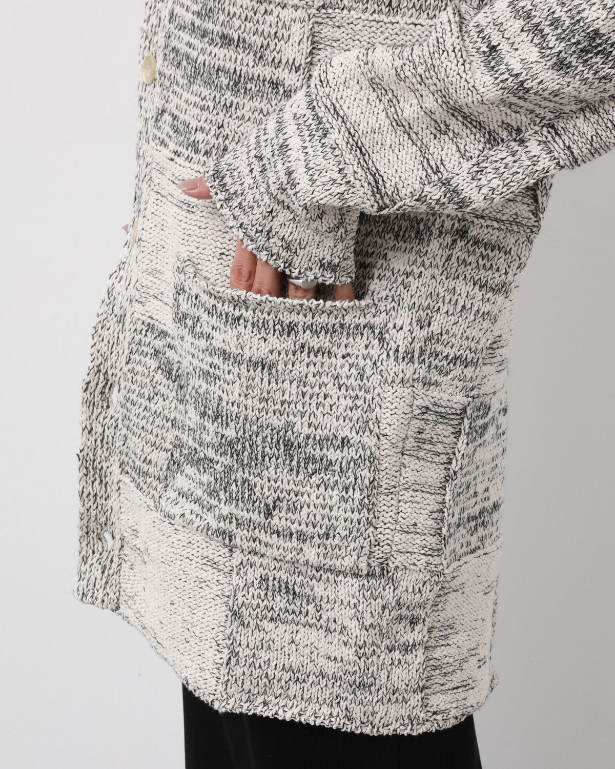 STRUCTURED COTTON LINEN PANEL KNIT CARDIGAN (WOMEN'S)