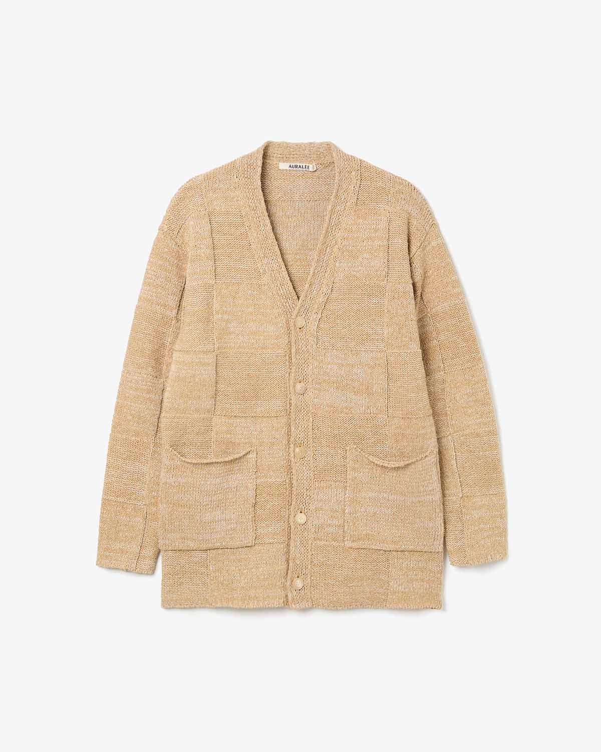 STRUCTURED COTTON LINEN PANEL KNIT CARDIGAN (WOMEN'S)
