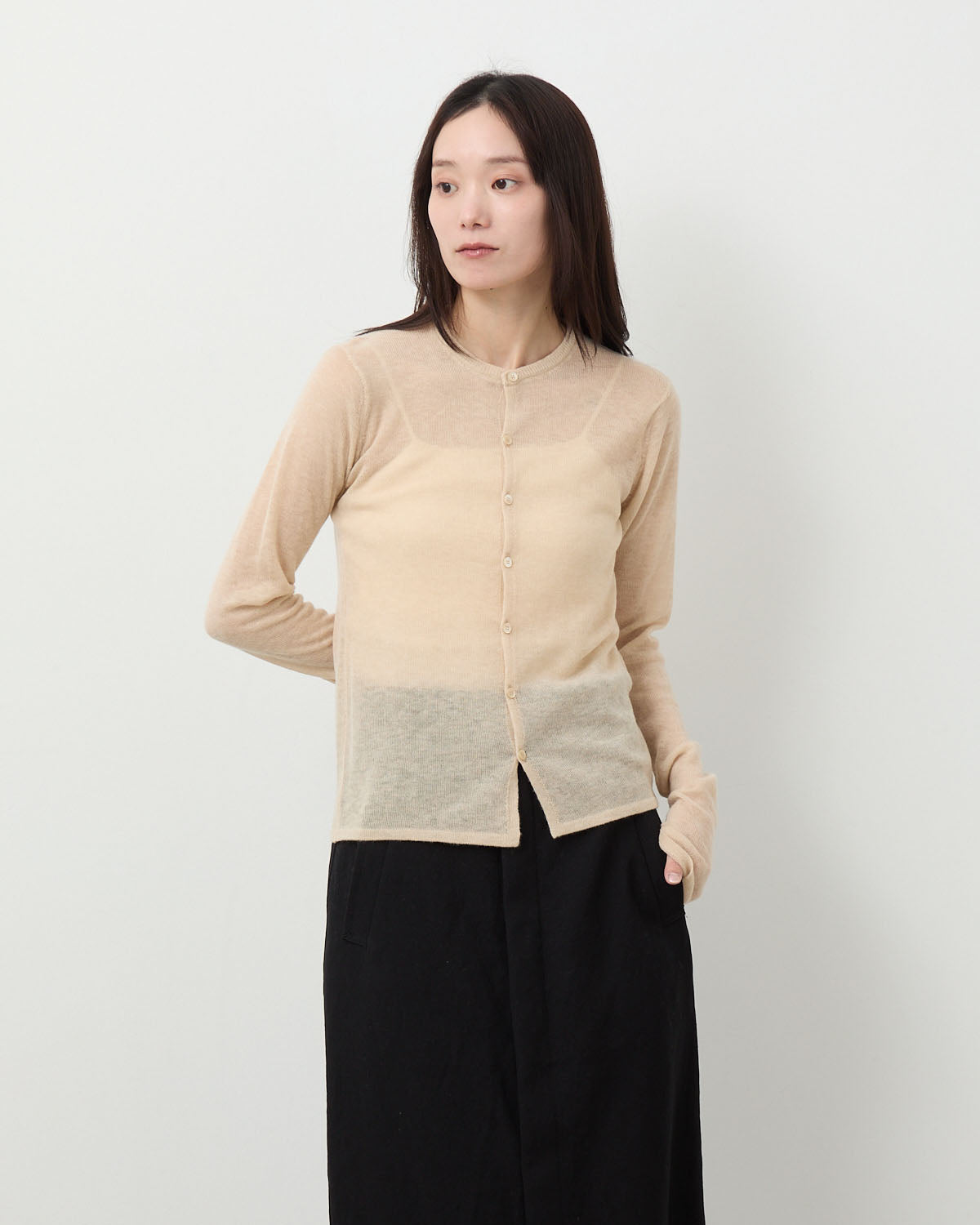 SHEER CASHMERE KNIT CARDIGAN