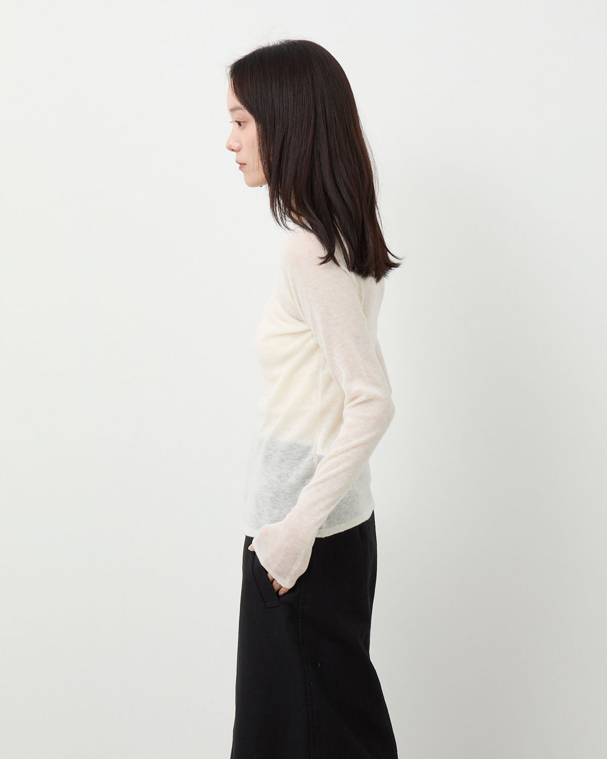 SHEER CASHMERE KNIT BOAT NECK P/O