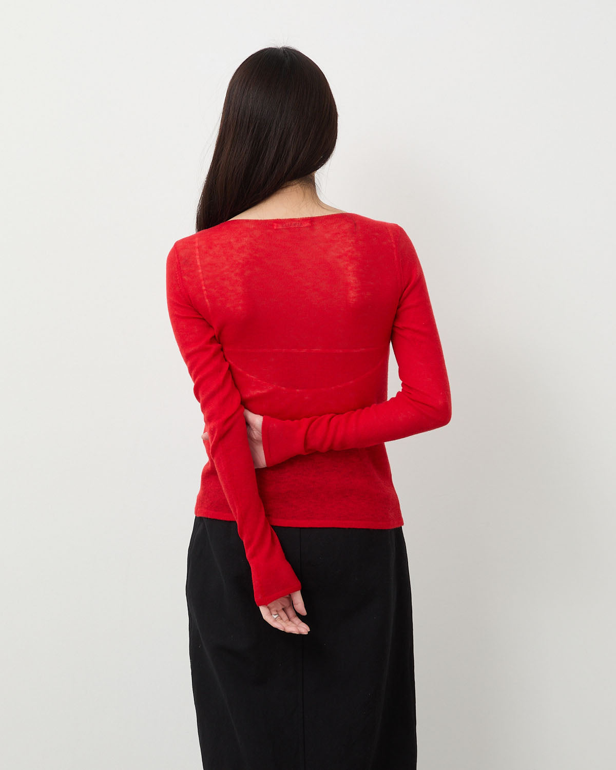 SHEER CASHMERE KNIT BOAT NECK P/O