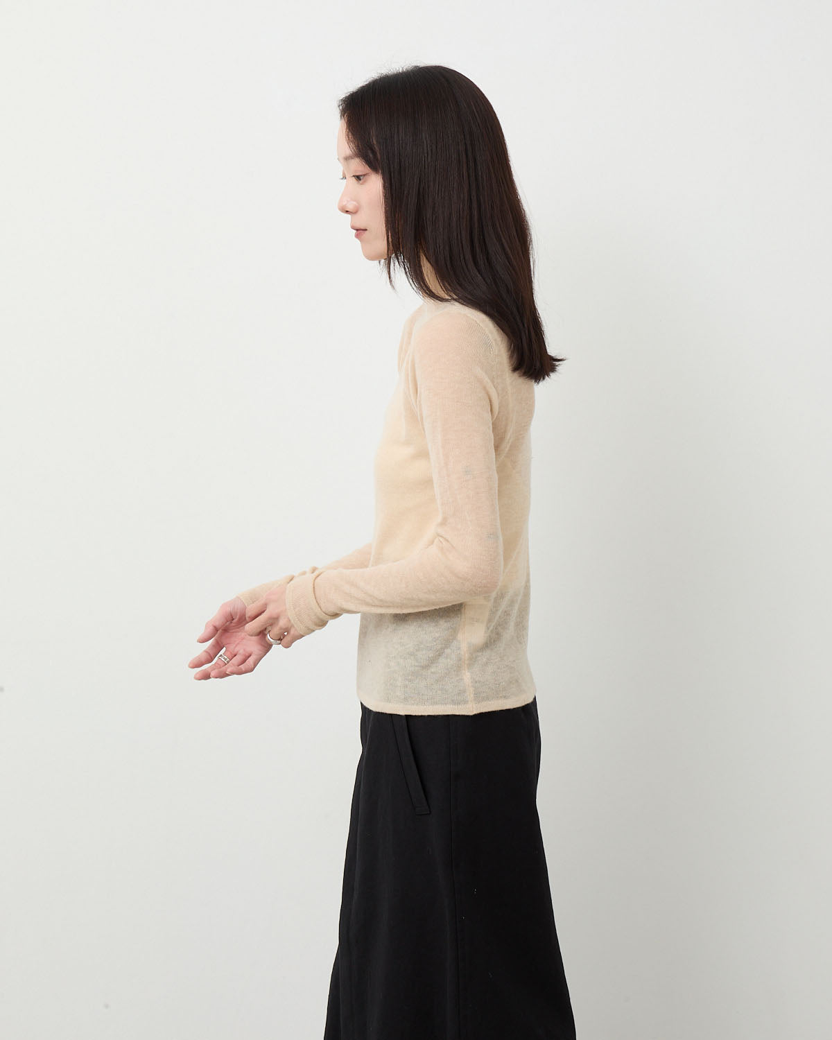 SHEER CASHMERE KNIT BOAT NECK P/O