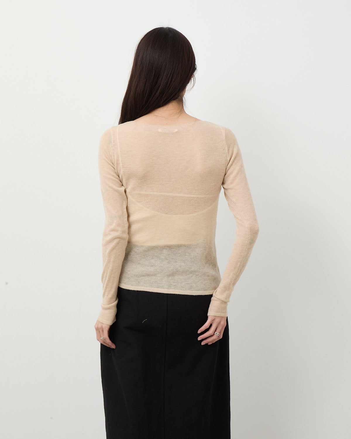 SHEER CASHMERE KNIT BOAT NECK P/O