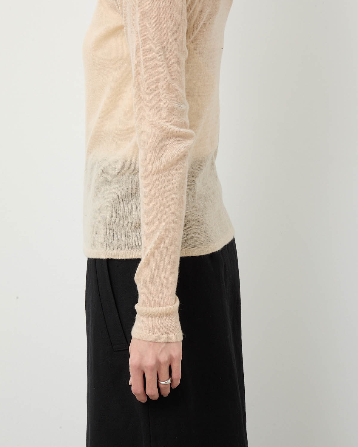 SHEER CASHMERE KNIT BOAT NECK P/O