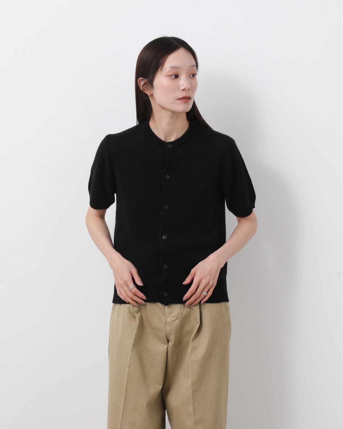 SUMMER CASHMERE KNIT HALF SLEEVED CARDIGAN