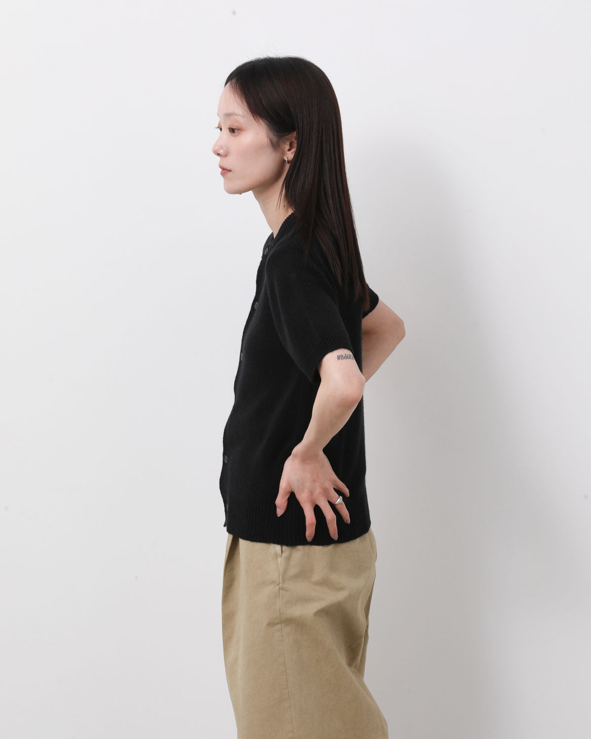 SUMMER CASHMERE KNIT HALF SLEEVED CARDIGAN