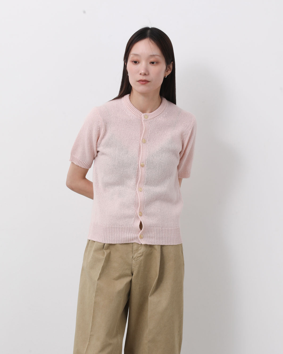 SUMMER CASHMERE KNIT HALF SLEEVED CARDIGAN