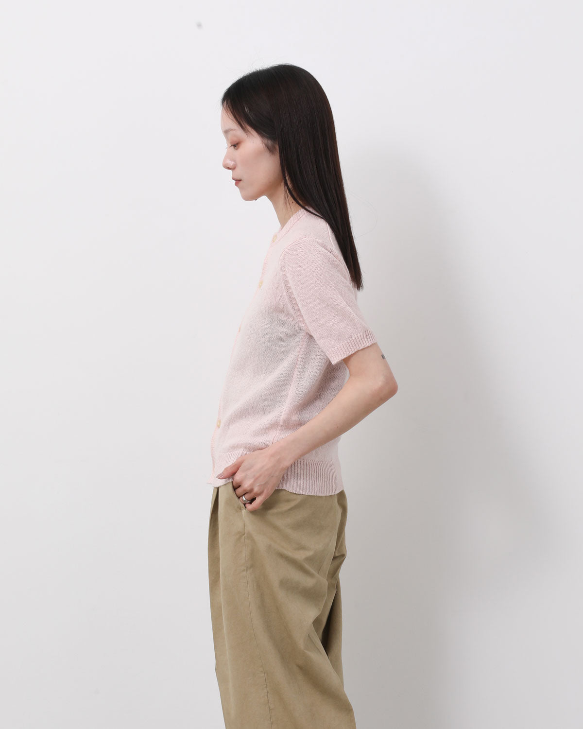 SUMMER CASHMERE KNIT HALF SLEEVED CARDIGAN