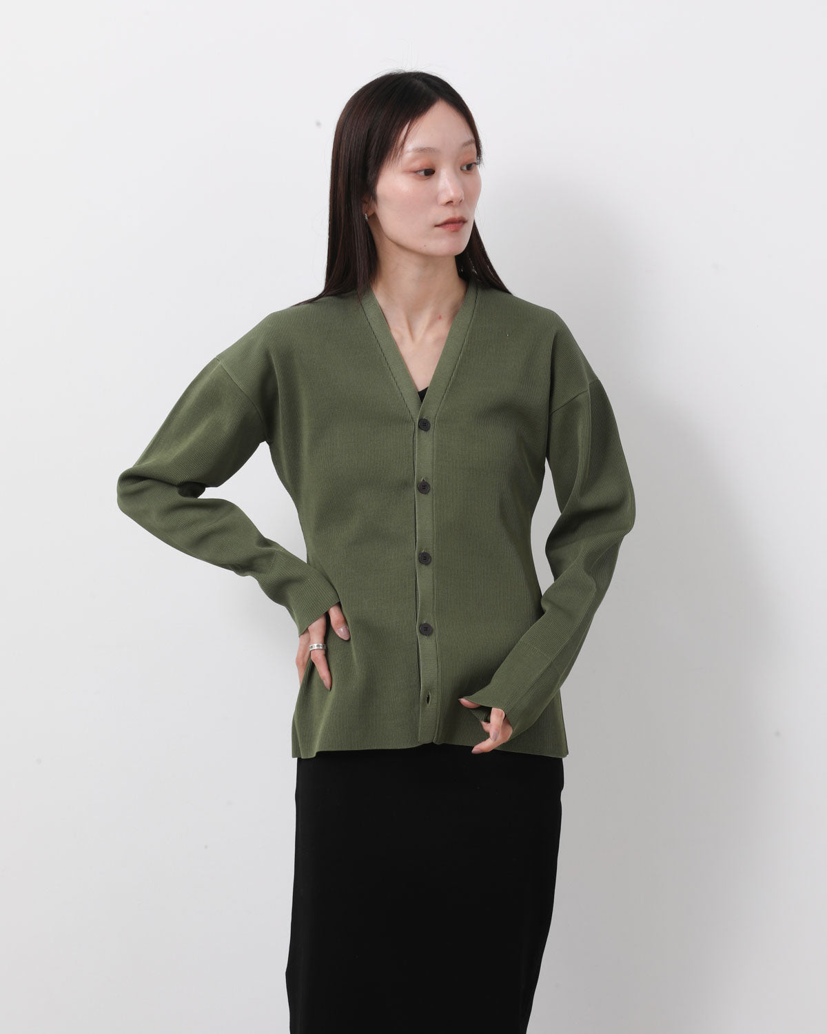 HIGH GAUGE TUCK RIB KNIT CARDIGAN (WOMEN'S)