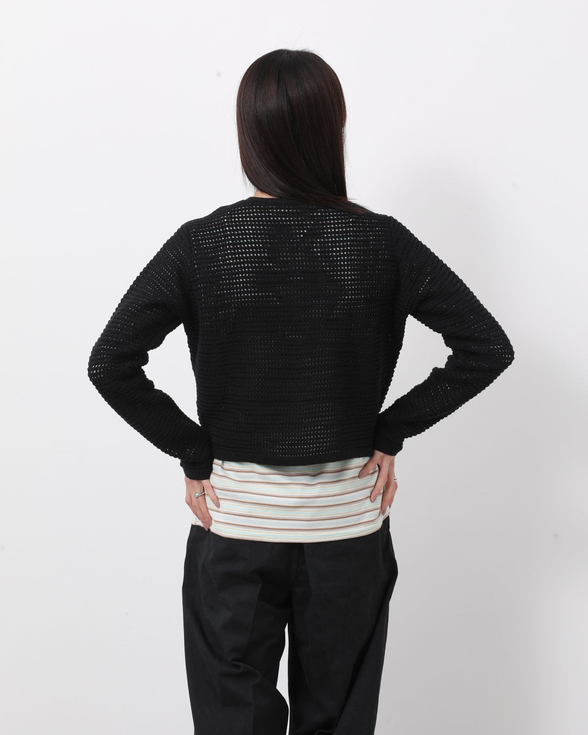 TUSSAH SILK COTTON MESH KNIT CARDIGAN