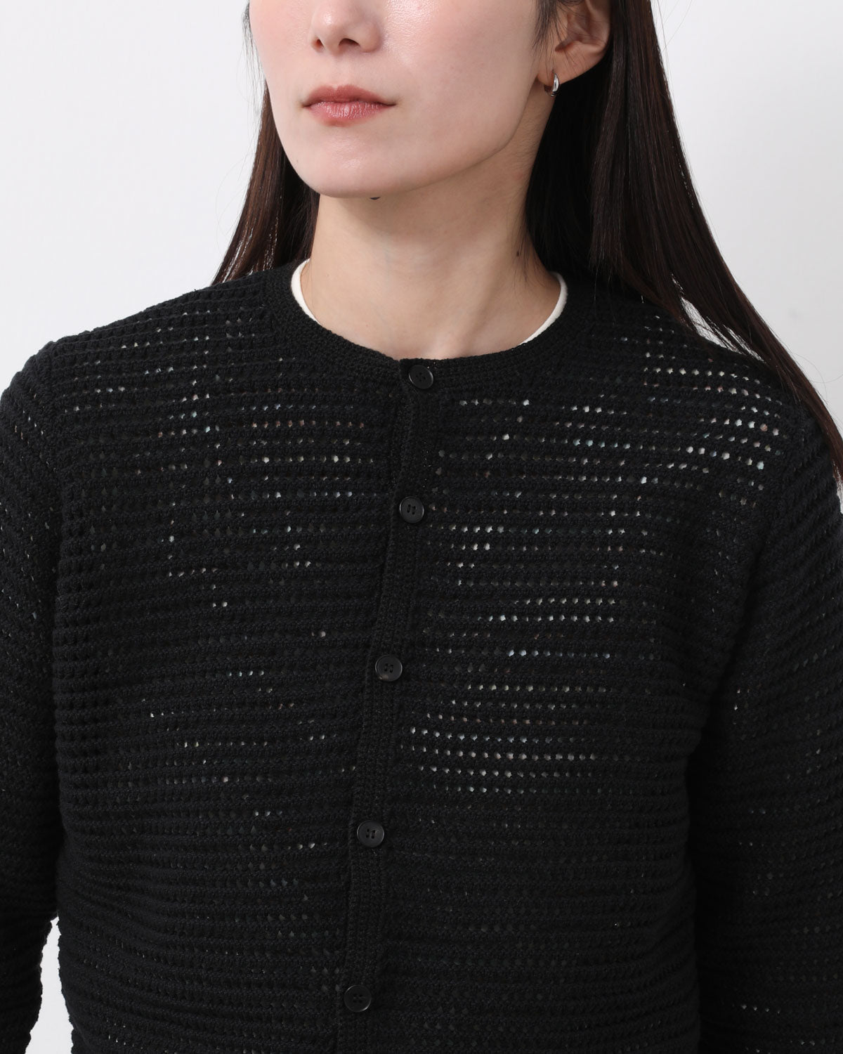 TUSSAH SILK COTTON MESH KNIT CARDIGAN