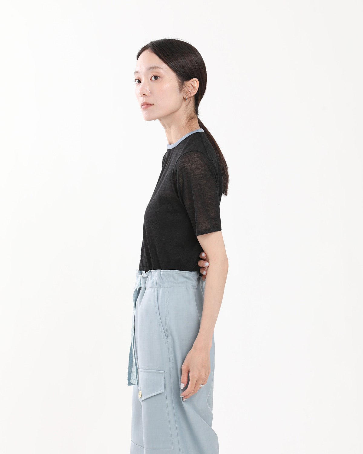 HARD TWIST HIGH GAUGE WOOL SILK KNIT TEE