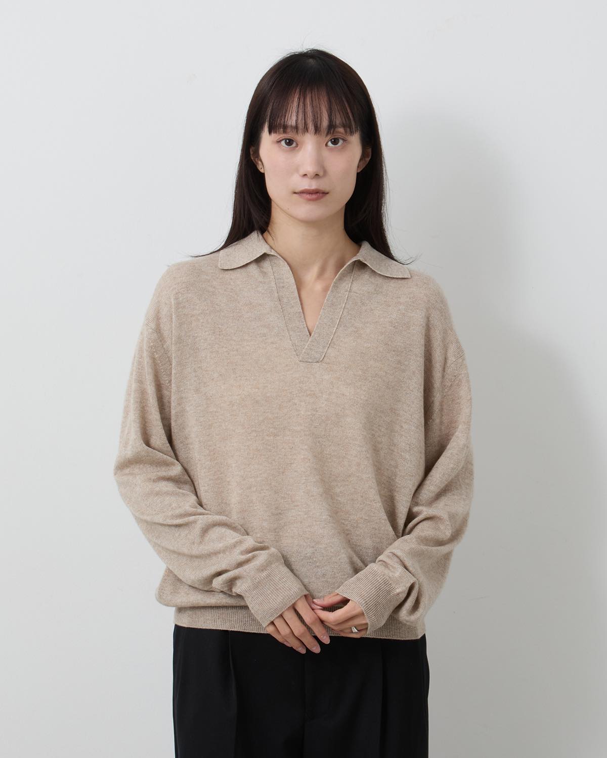 SUPER FINE CASHMERE SILK KNIT SKIPPER POLO