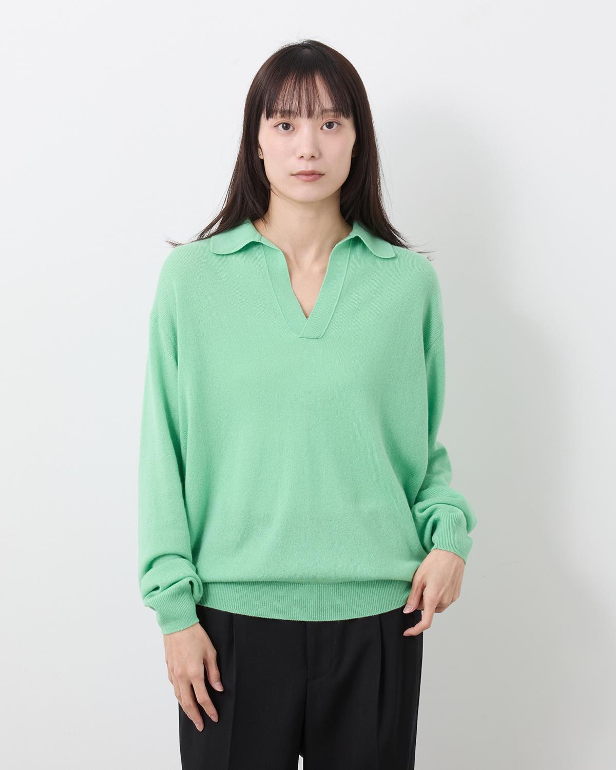 SUPER FINE CASHMERE SILK KNIT SKIPPER POLO