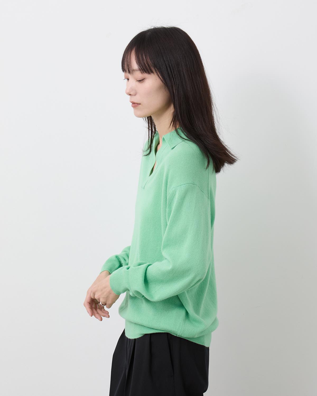 SUPER FINE CASHMERE SILK KNIT SKIPPER POLO