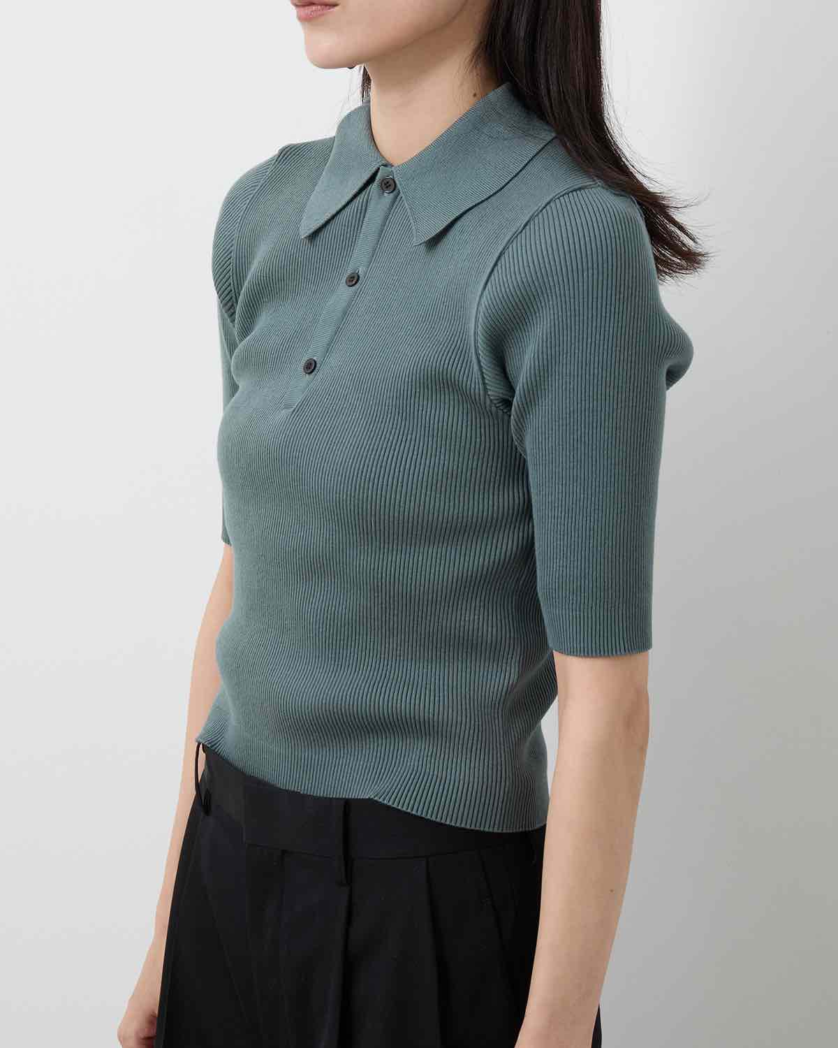 COTTON HIGH GAUGE RIB KNIT POLO