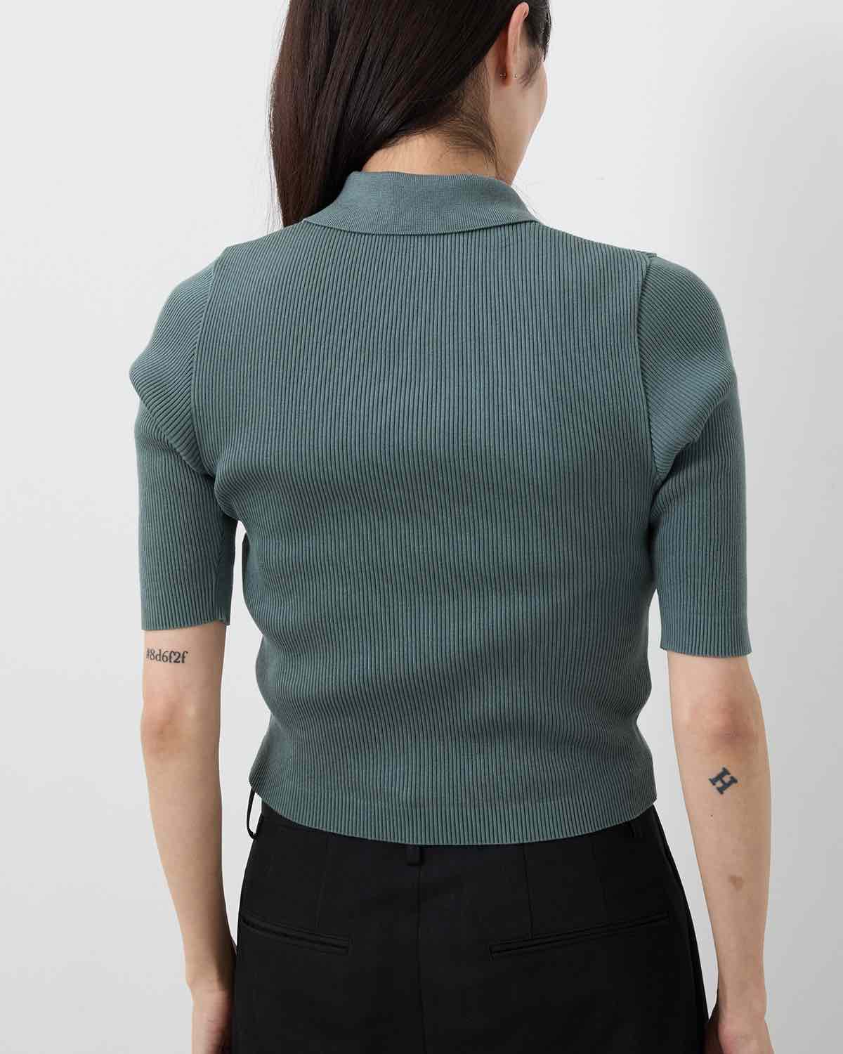 COTTON HIGH GAUGE RIB KNIT POLO