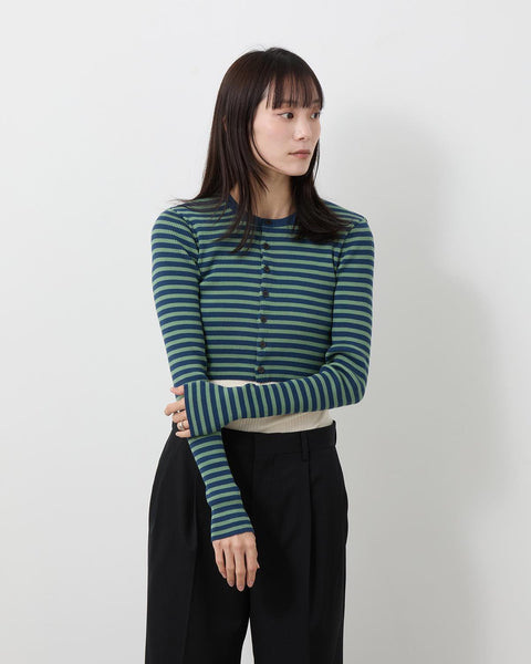 COTTON HIGH GAUGE RIB KNIT CROPPED CREW NECK CARDIGAN – COVERCHORD