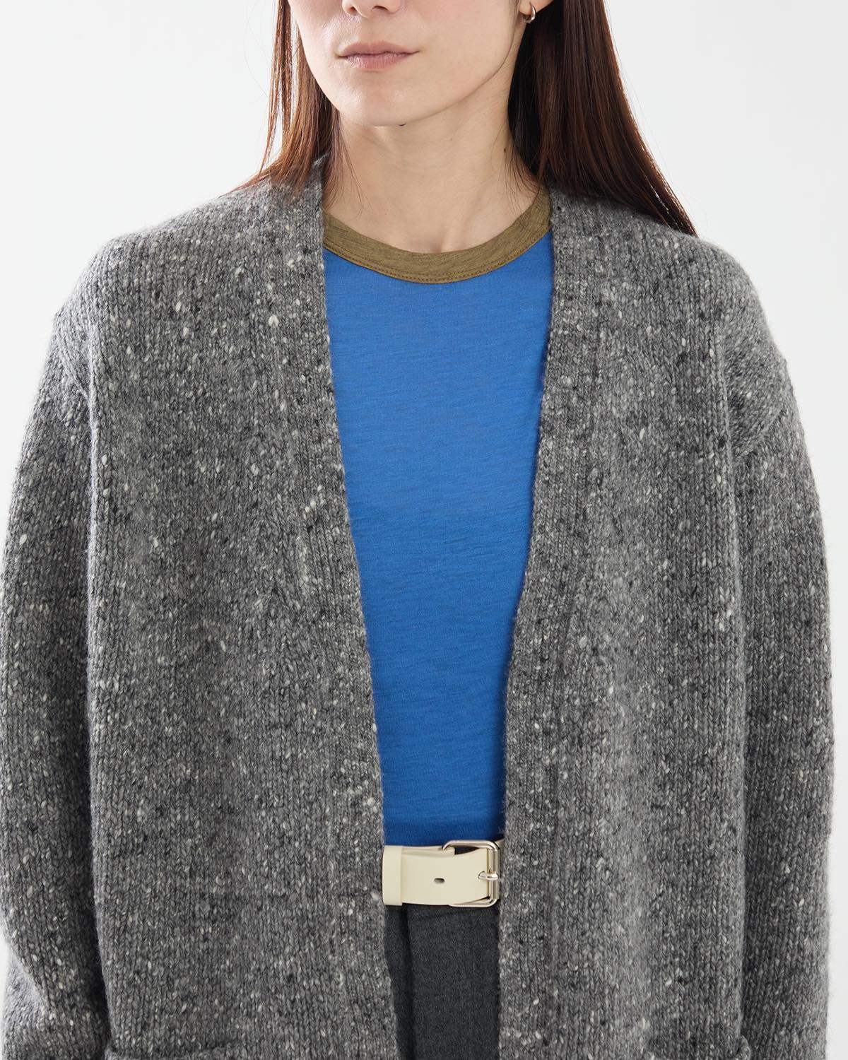 LOW-GAUGE HOMESPUN TWEED KNIT CARDIGAN