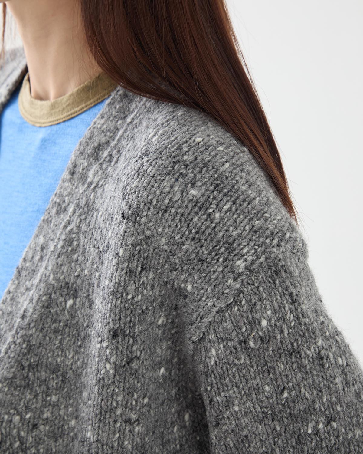 LOW-GAUGE HOMESPUN TWEED KNIT CARDIGAN
