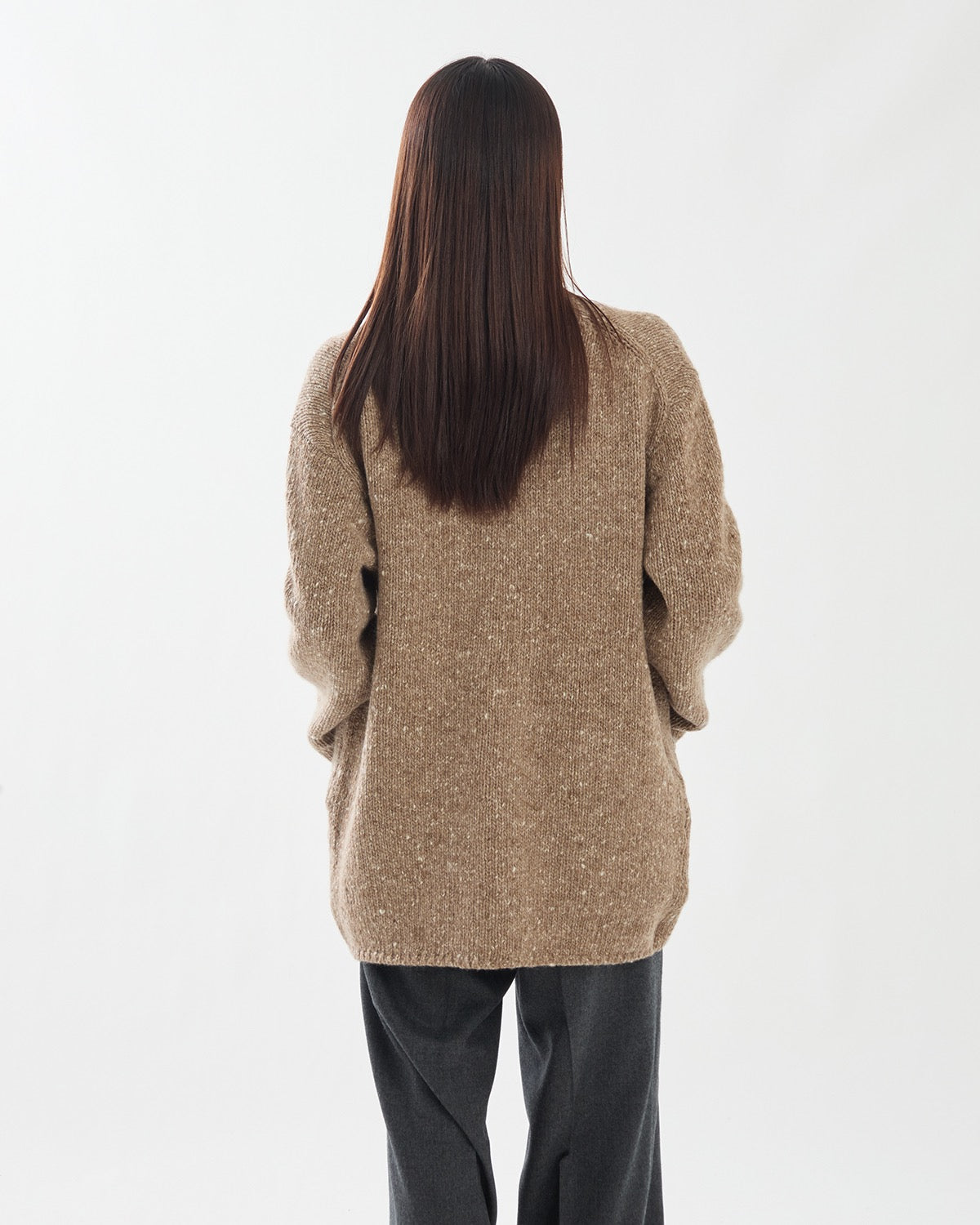 LOW-GAUGE HOMESPUN TWEED KNIT CARDIGAN