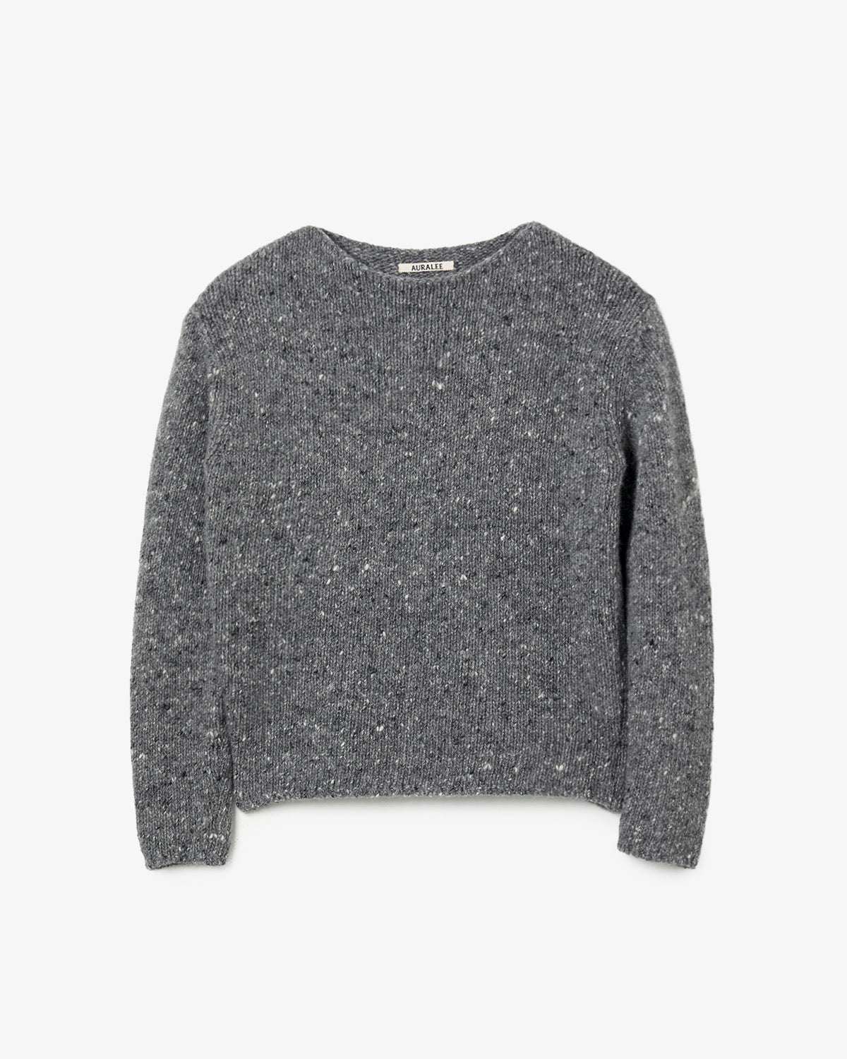 LOW-GAUGE HOMESPUN TWEED KNIT BOAT-NECK P/O